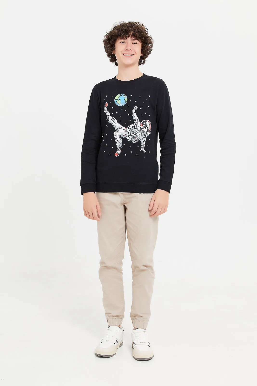 Senior Boys Black Astronaut Sweatshirt