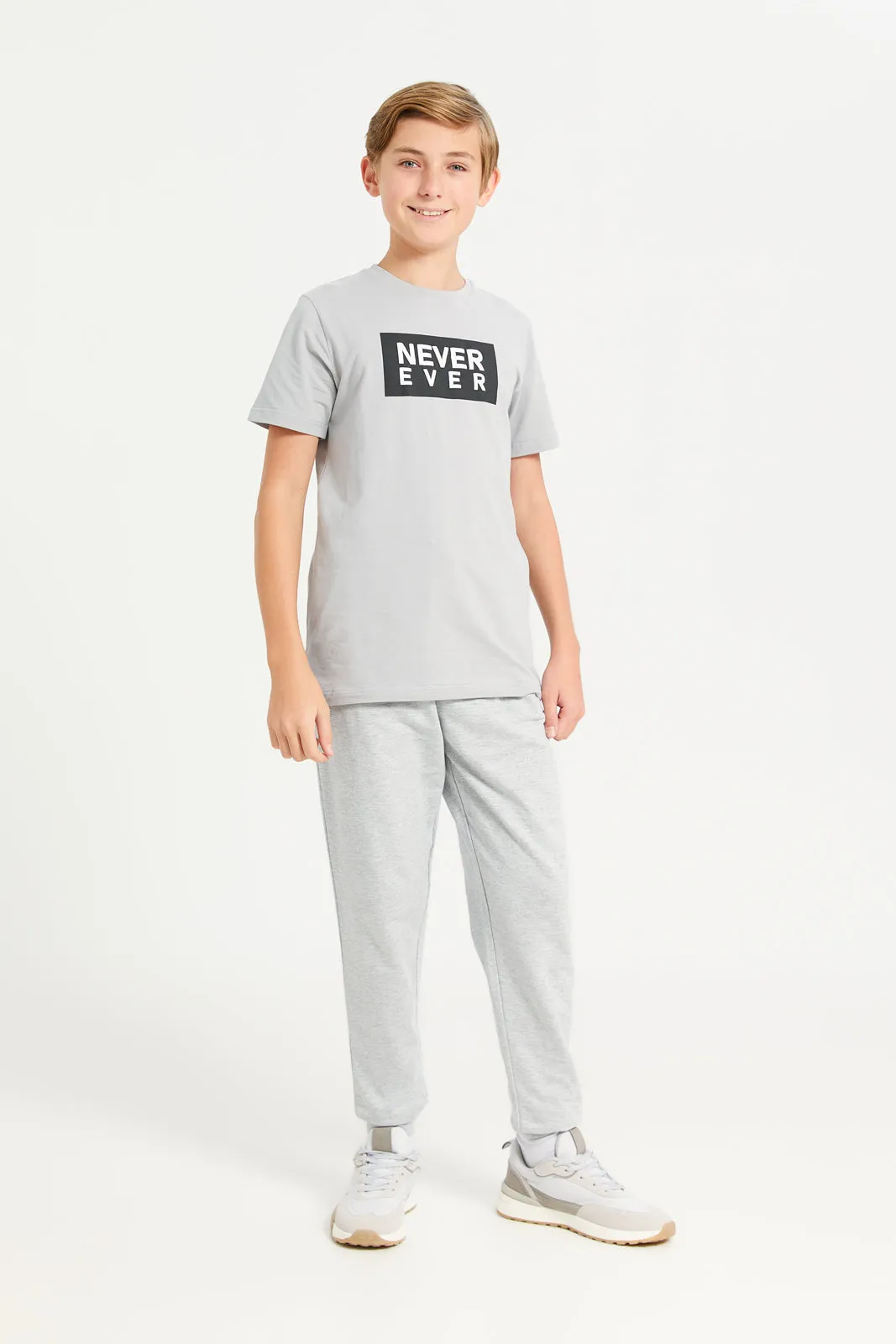 Senior Boys Grey Basic Track Pants