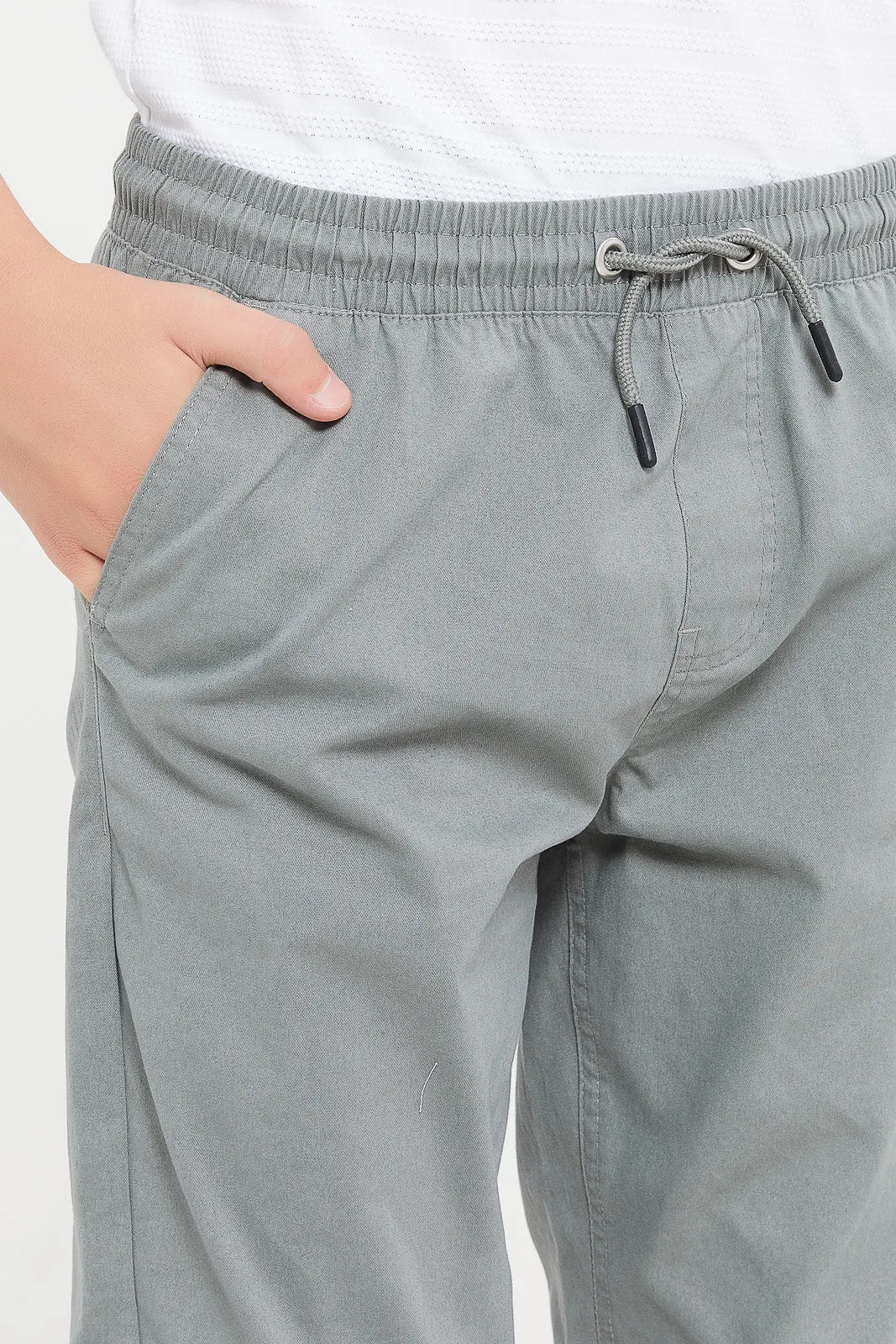 Senior Boys Grey Pull On Casual Trouser