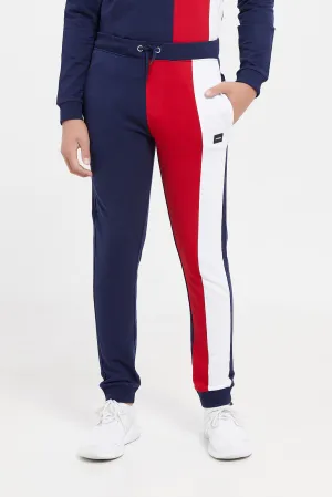 Senior Boys Navy Colour block Coordinated Active Pants