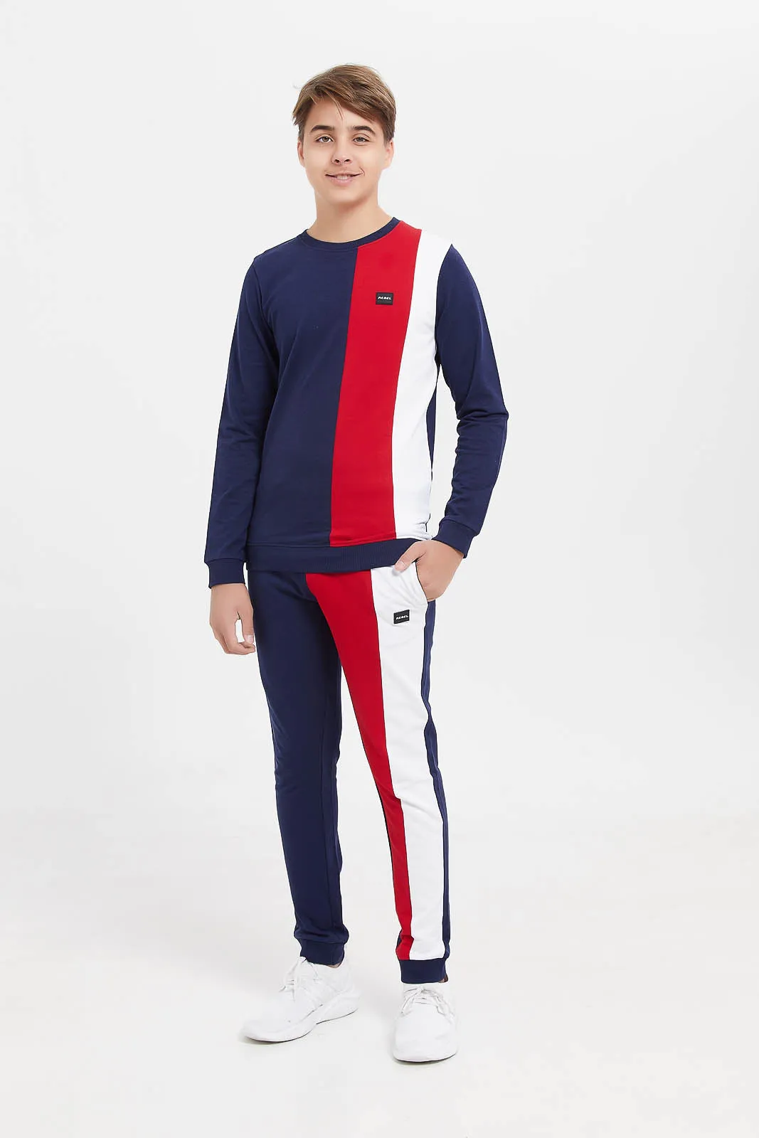 Senior Boys Navy Colour block Coordinated Active Pants