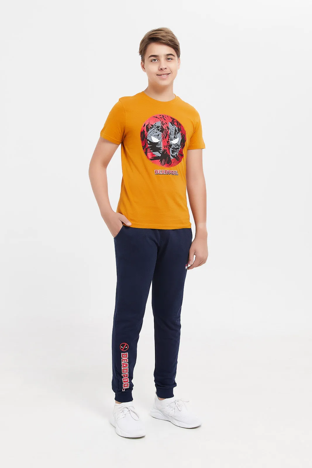 Senior Boys Navy Deadpool Active Pants