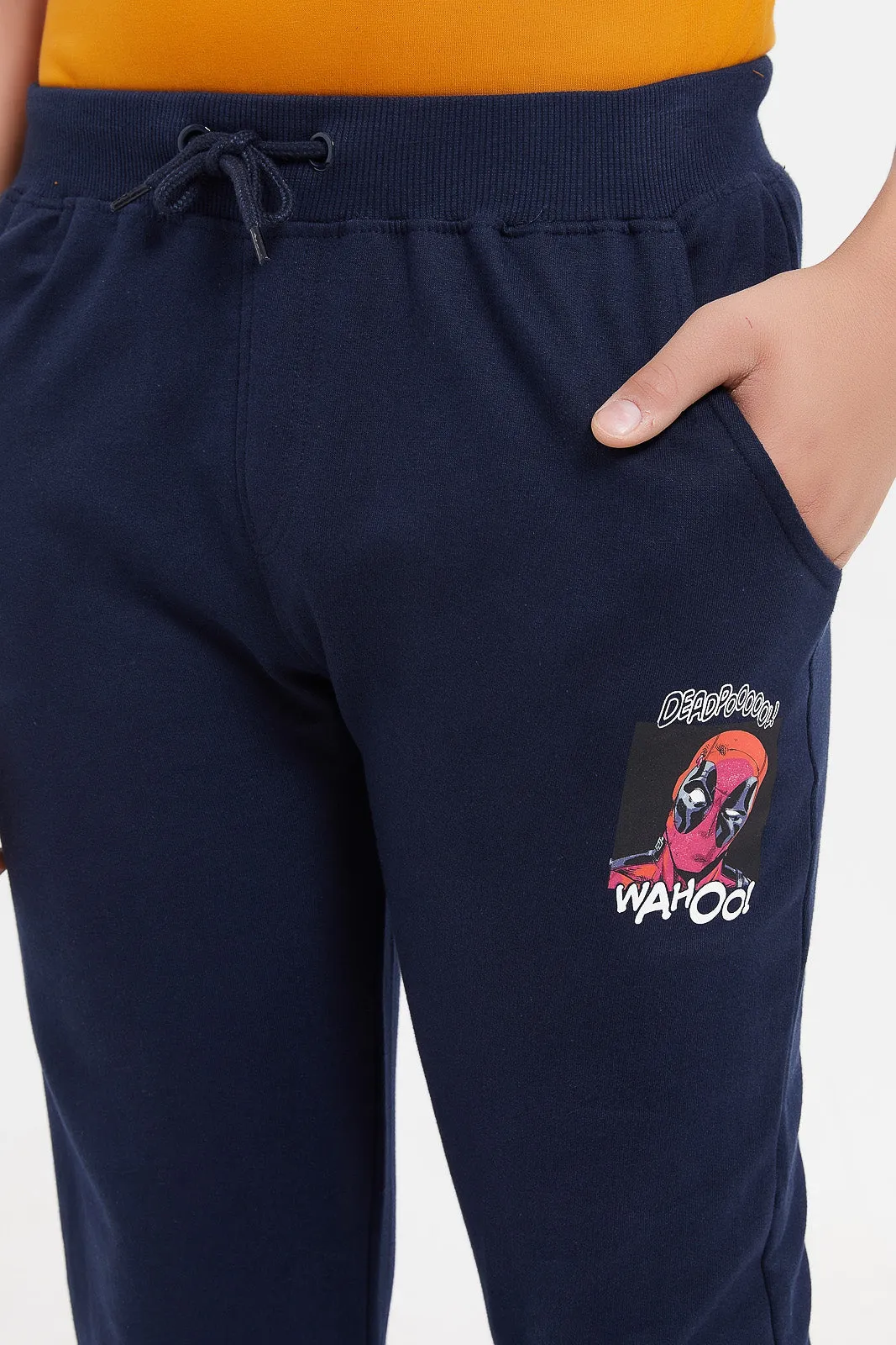 Senior Boys Navy Deadpool Active Pants