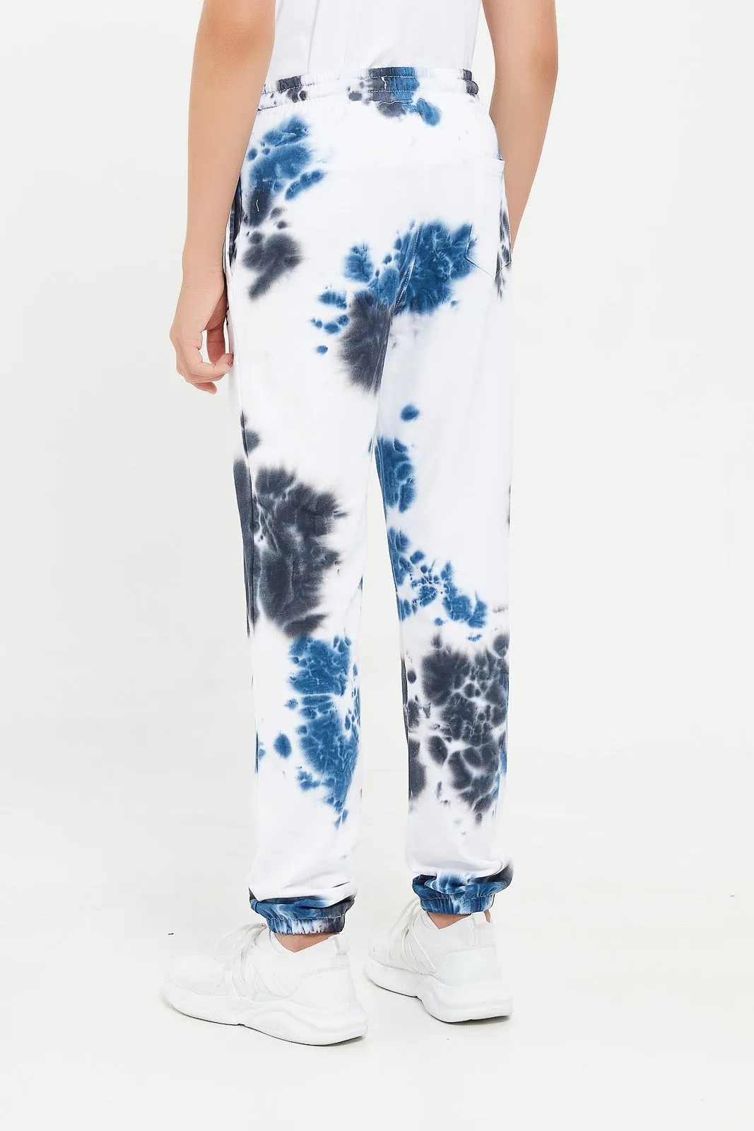 Senior Boys White Tye Dye Active Pants