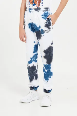 Senior Boys White Tye Dye Active Pants