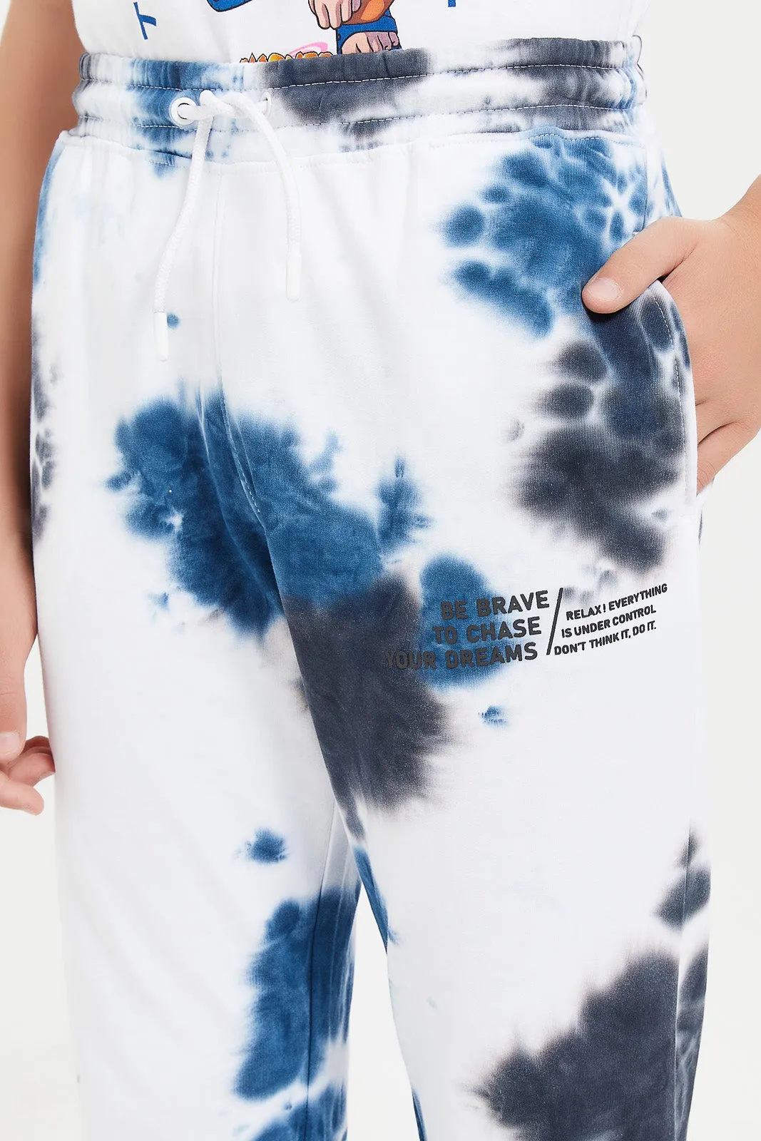 Senior Boys White Tye Dye Active Pants