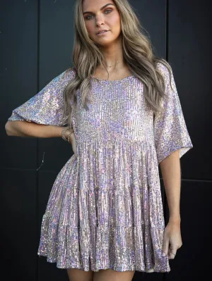 Sequin Babydoll Dress Unicorn