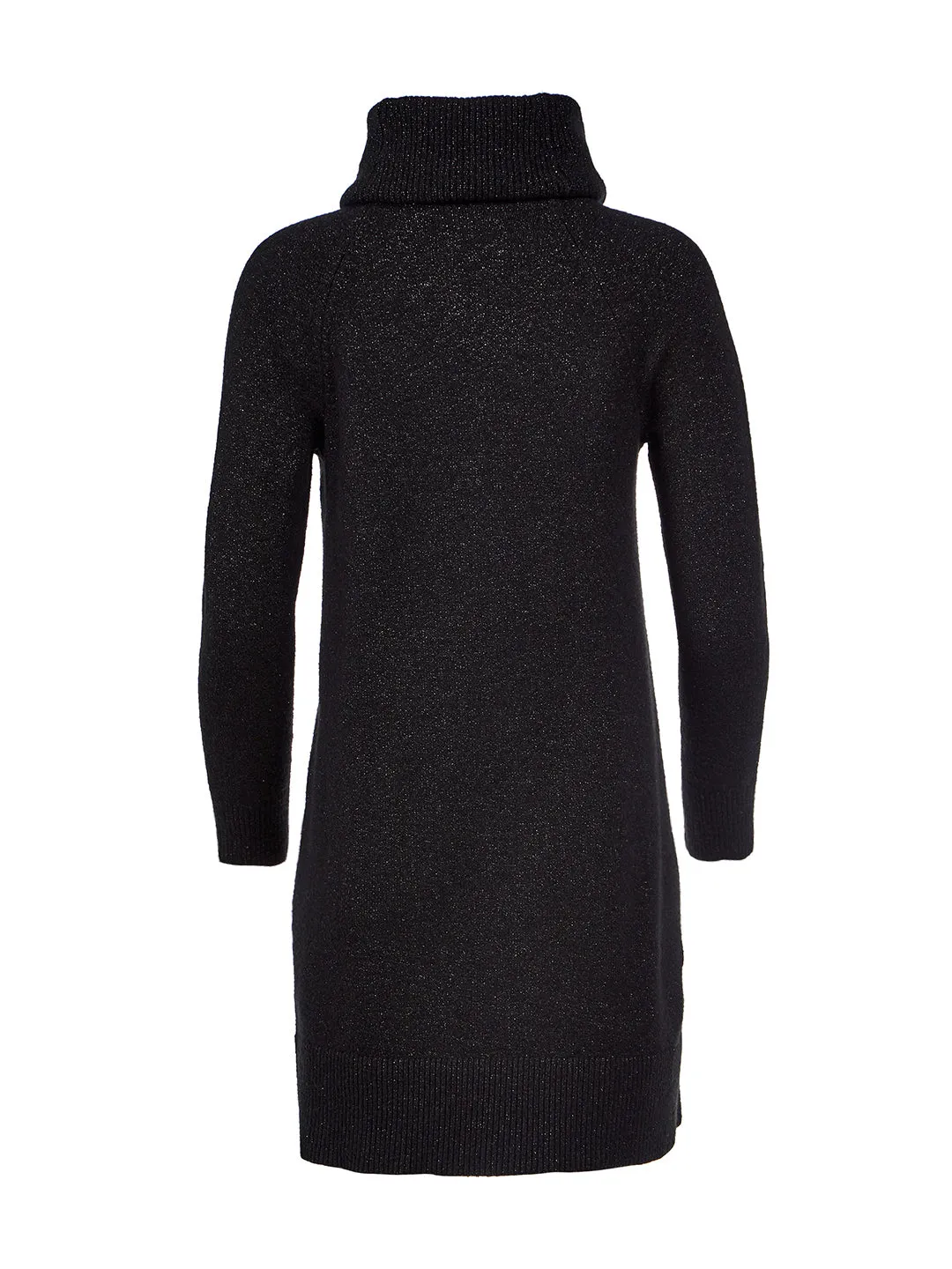 Shimmer Cowl Neck Sweater Dress in Black