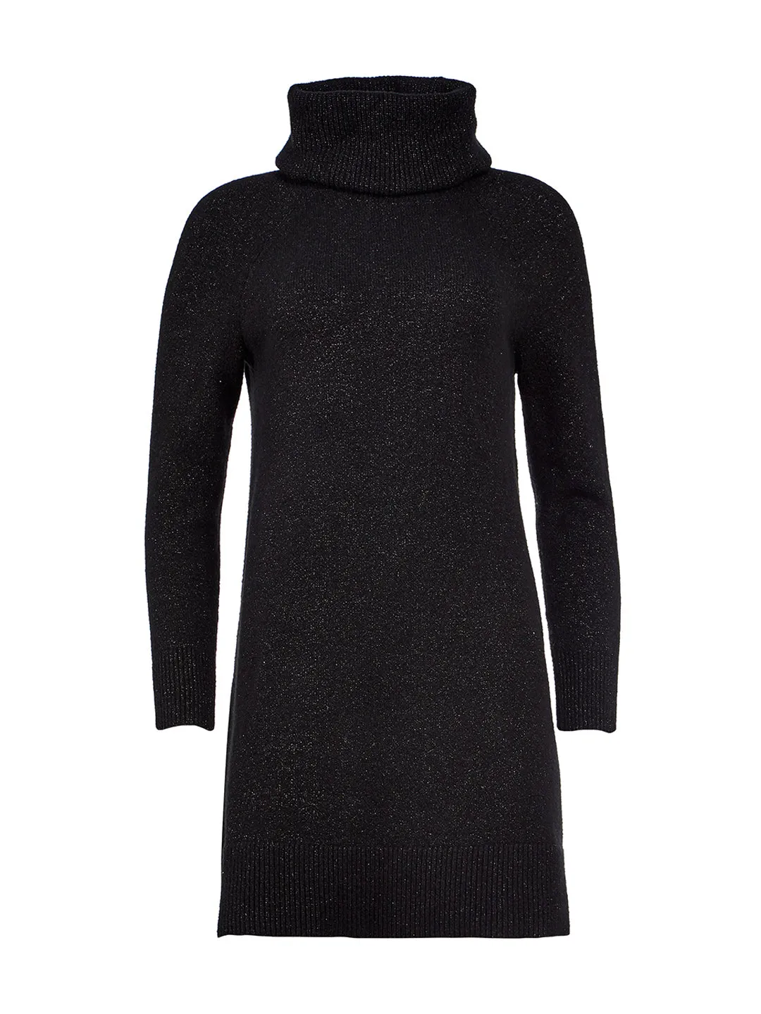 Shimmer Cowl Neck Sweater Dress in Black