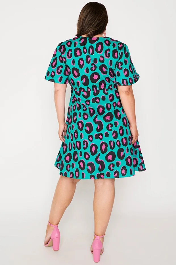 Siena Cotton Minty Leopard Dress