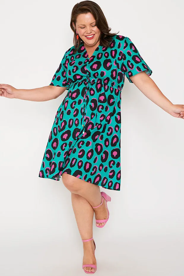 Siena Cotton Minty Leopard Dress