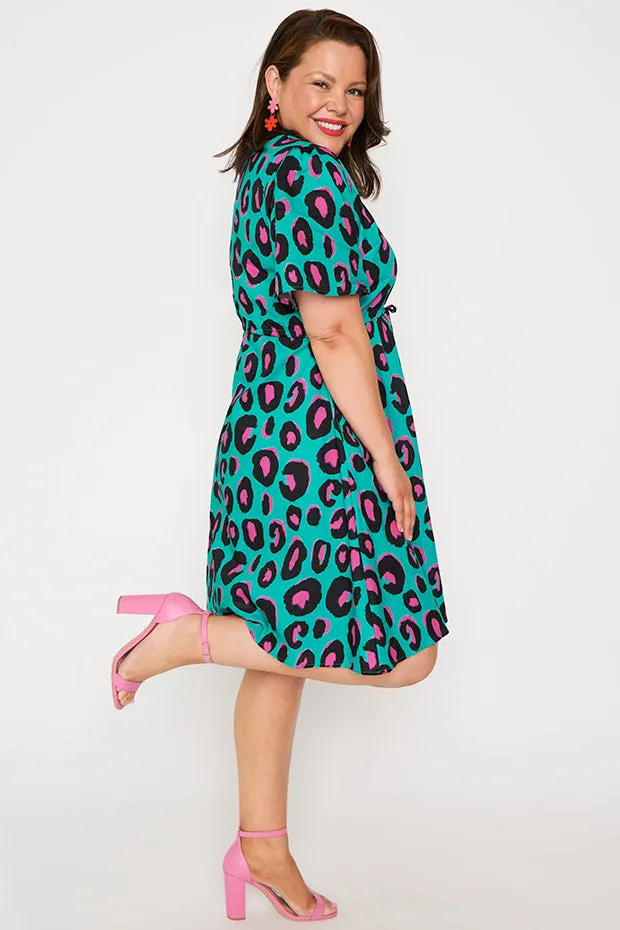 Siena Cotton Minty Leopard Dress