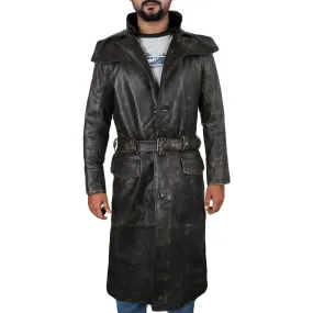 Soryn Belted Long Leather Overcoat