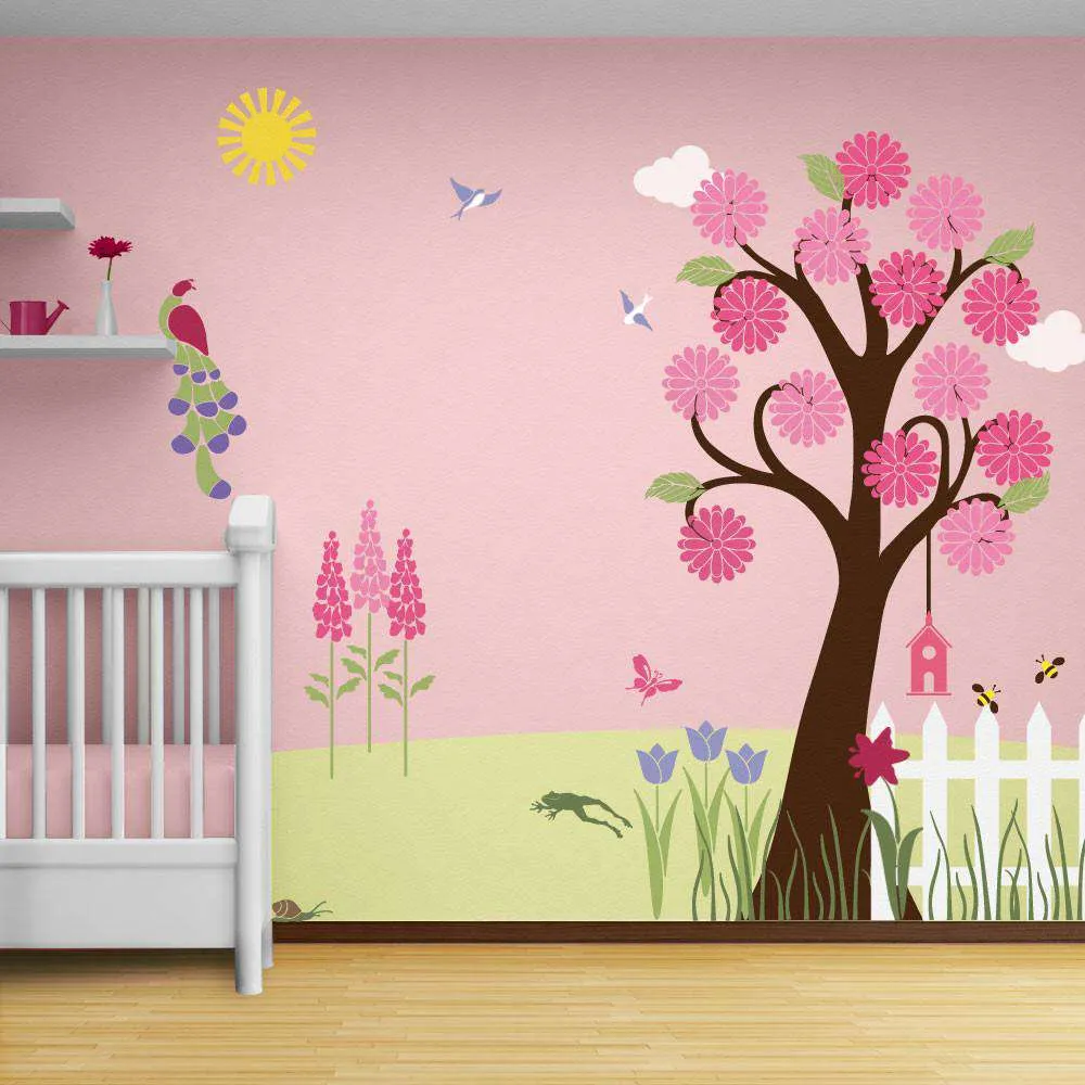 Splendid Garden Wall Mural Stencil Kit