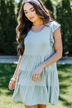 Stay With You Always Sage Green Tiered Dress