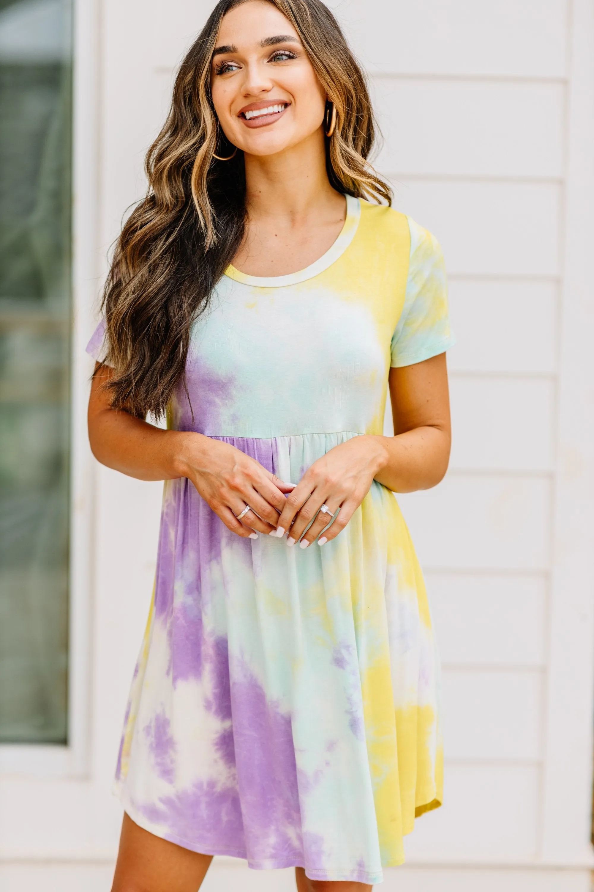 Stop Time Mint Green Tie Dye Babydoll Dress