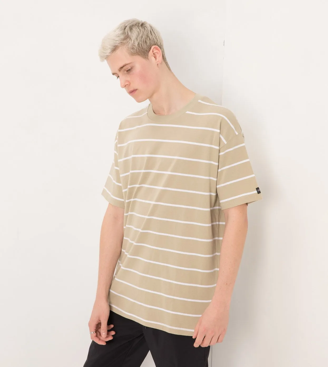 Stripe Box Tee Moss/White - Sale