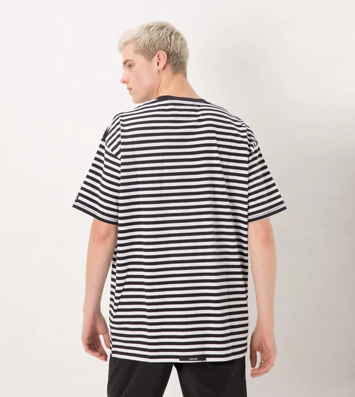 Stripe Box Tee White/Navy