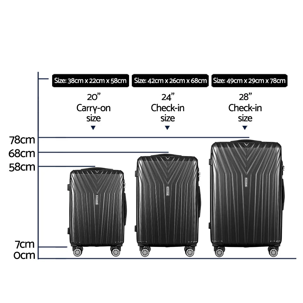 Suitcase Set 3pc - Lightweight-Black