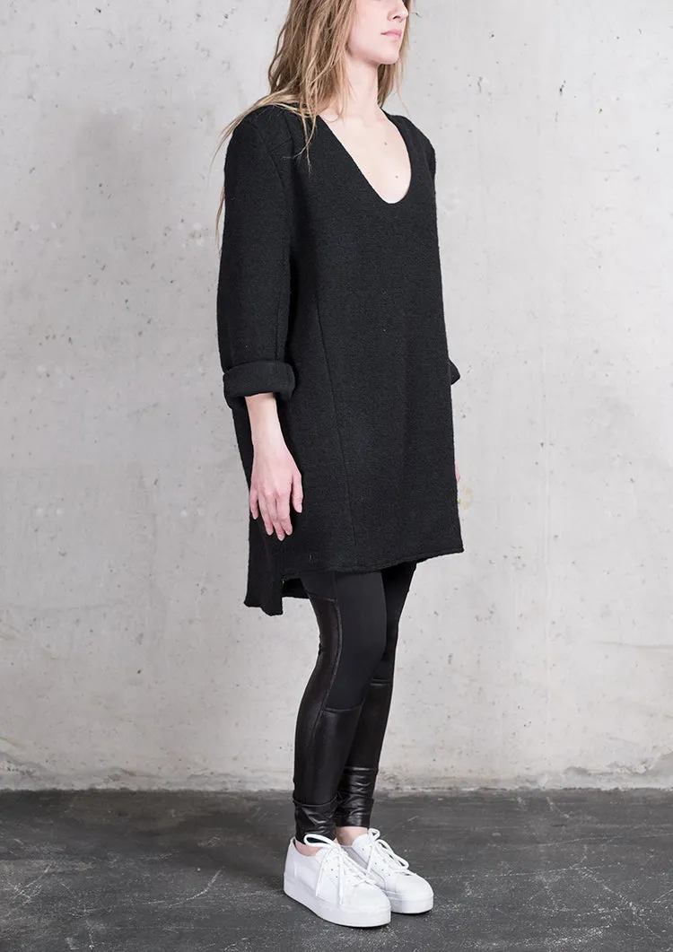 SWEATER/DRESS SIDE ZIP - WOOL BLEND black