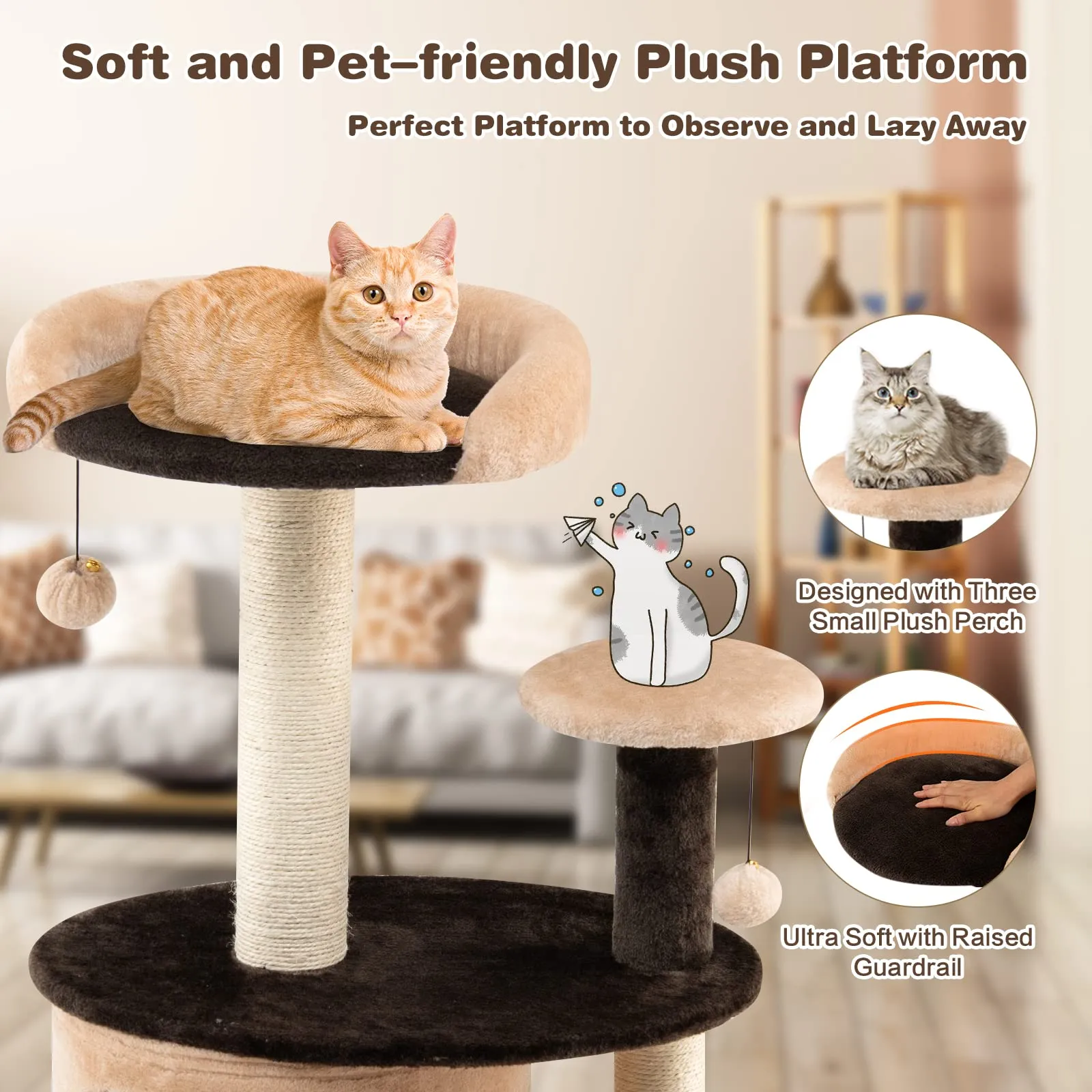 Tangkula Cat Tree for Indoor Cats, 40 Inch Multi-Level Cat Tower with Scratching Posts