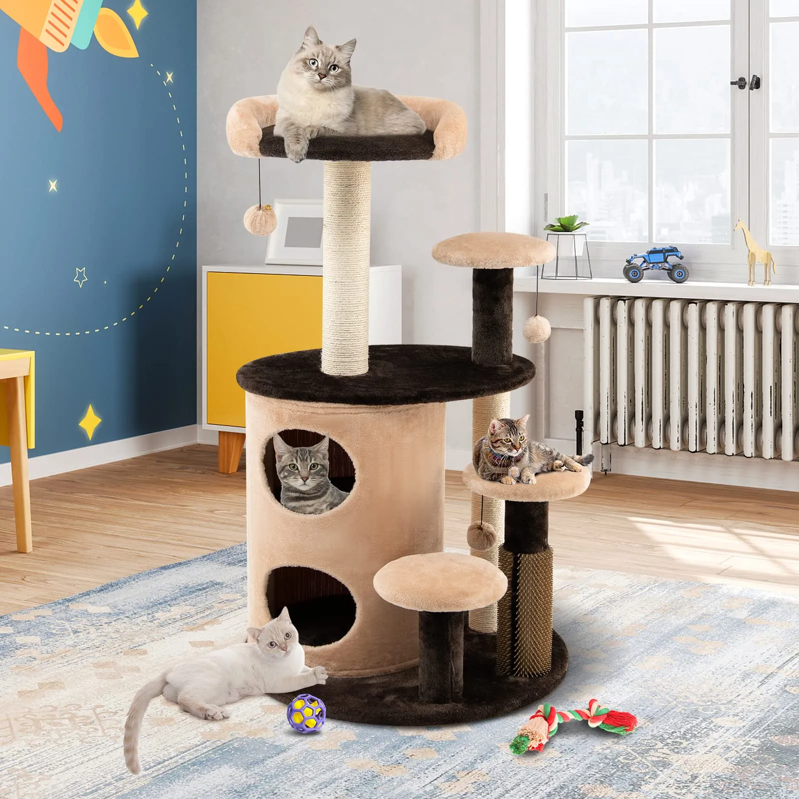 Tangkula Cat Tree for Indoor Cats, 40 Inch Multi-Level Cat Tower with Scratching Posts