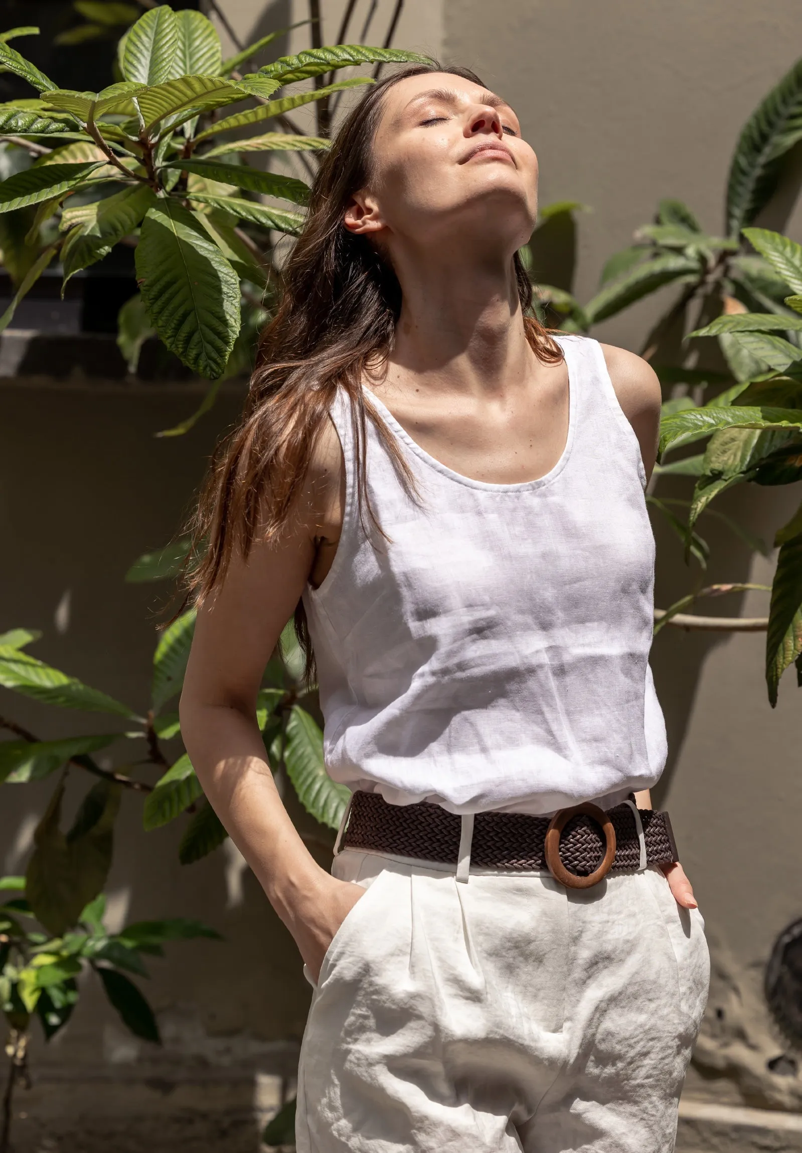 Tanya Tank White Linen Top