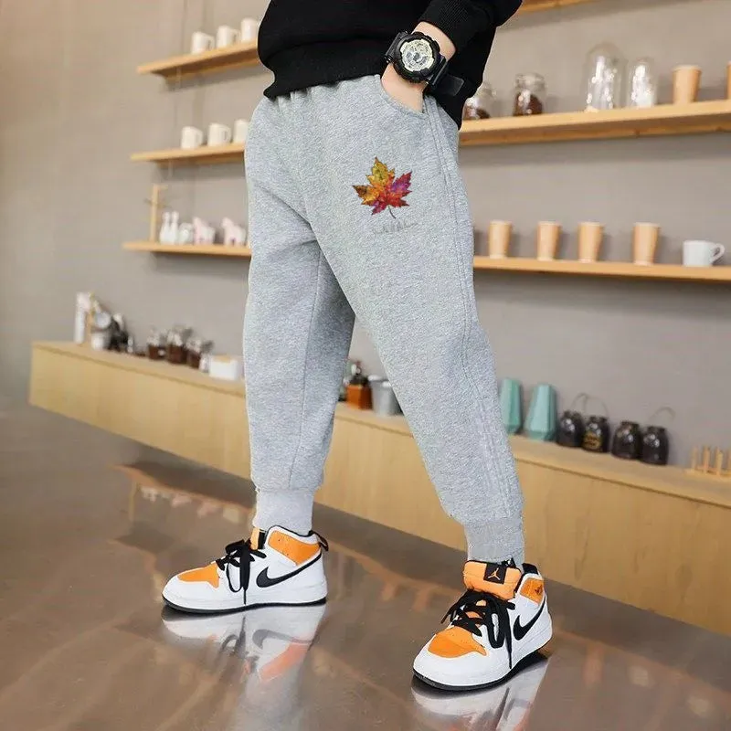 Teenage Sweatpant For Unisex Kids Casual School Sport Pants Cotton Funny Battery Trousers Boy Spring Loose Jogger Pant