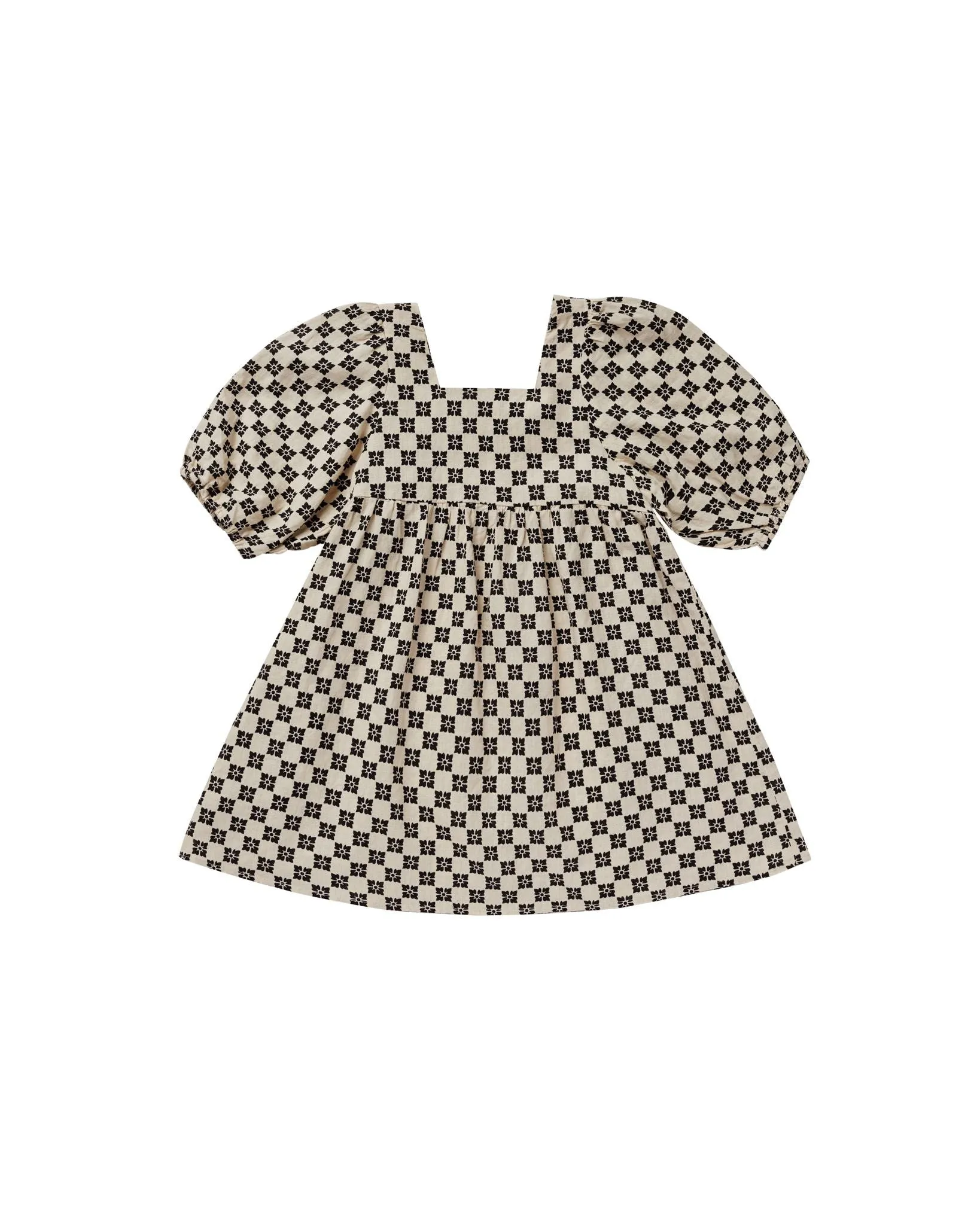 The Gretta Babydoll Dress by Rylee   Cru - Flower Check - KIDS