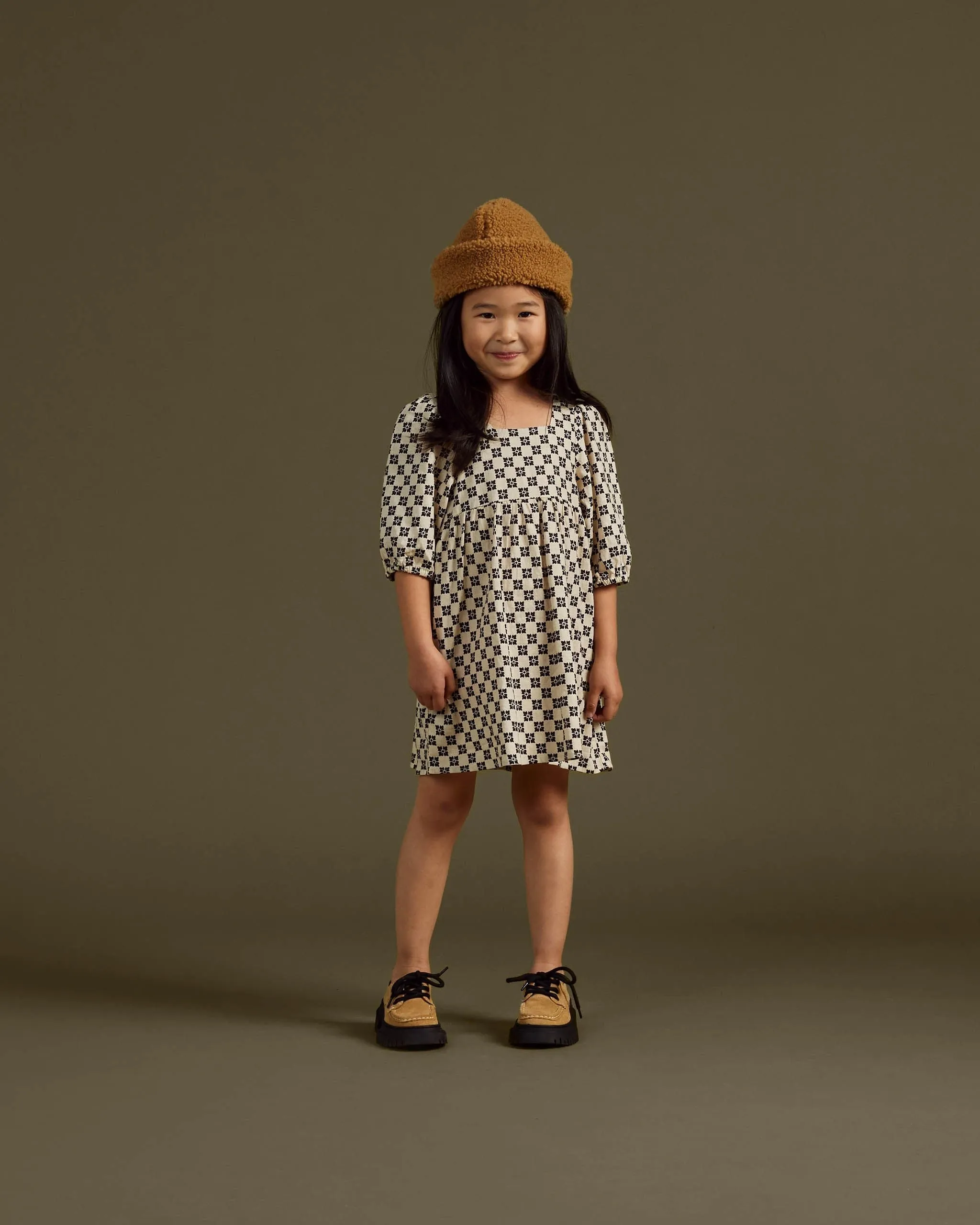 The Gretta Babydoll Dress by Rylee   Cru - Flower Check - KIDS