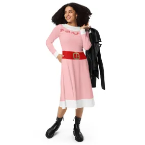 The Jovie Elf Christmas long sleeve midi dress- Ugly Sweater party, cosplay, holiday 5k style