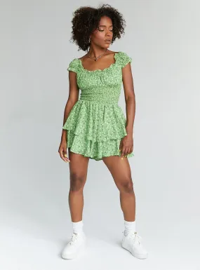 The Love Galore Romper Green Floral