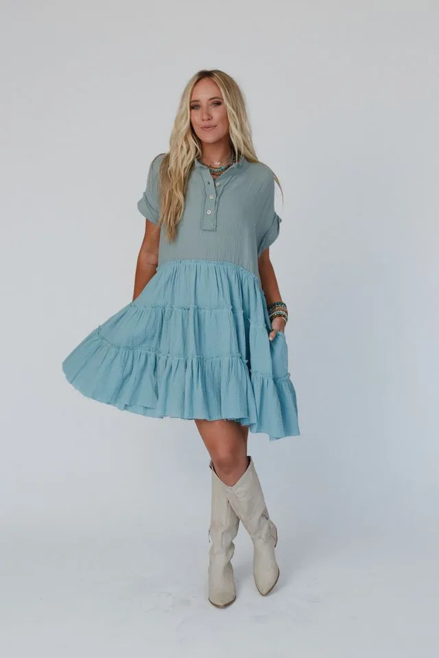 The Nest Collette Tunic Dress - Sage Seafoam