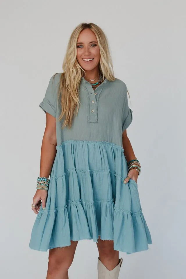 The Nest Collette Tunic Dress - Sage Seafoam