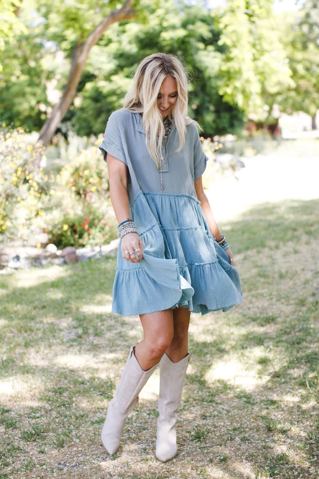 The Nest Collette Tunic Dress - Sage Seafoam