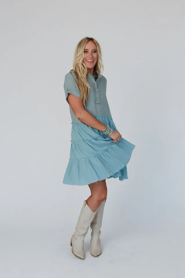 The Nest Collette Tunic Dress - Sage Seafoam