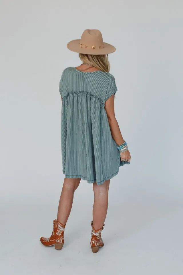 The Nest Subtle Escape Textured Dress - Olive Vintage