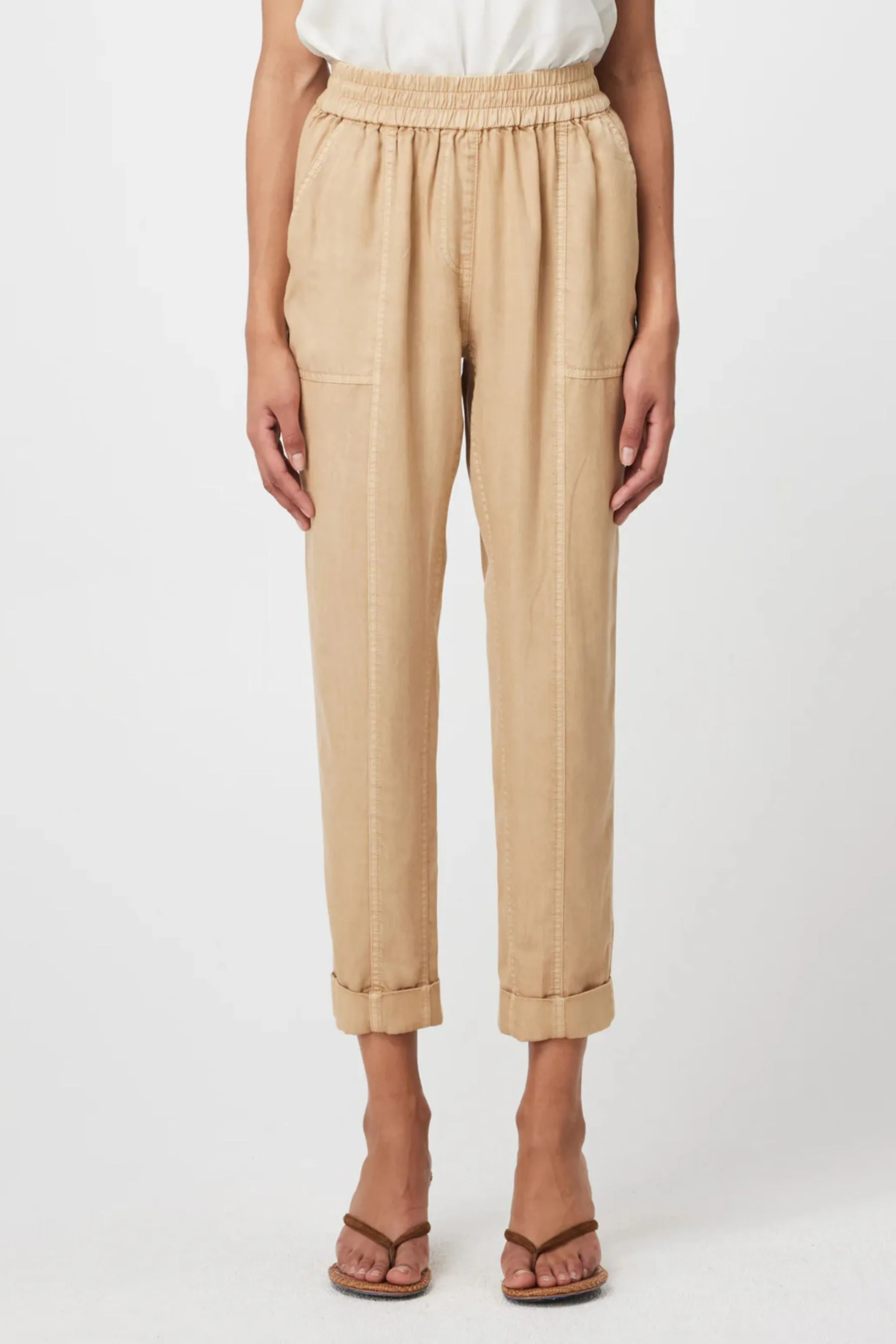 Tierra Rolled Cuff Twill Jogger | Sand