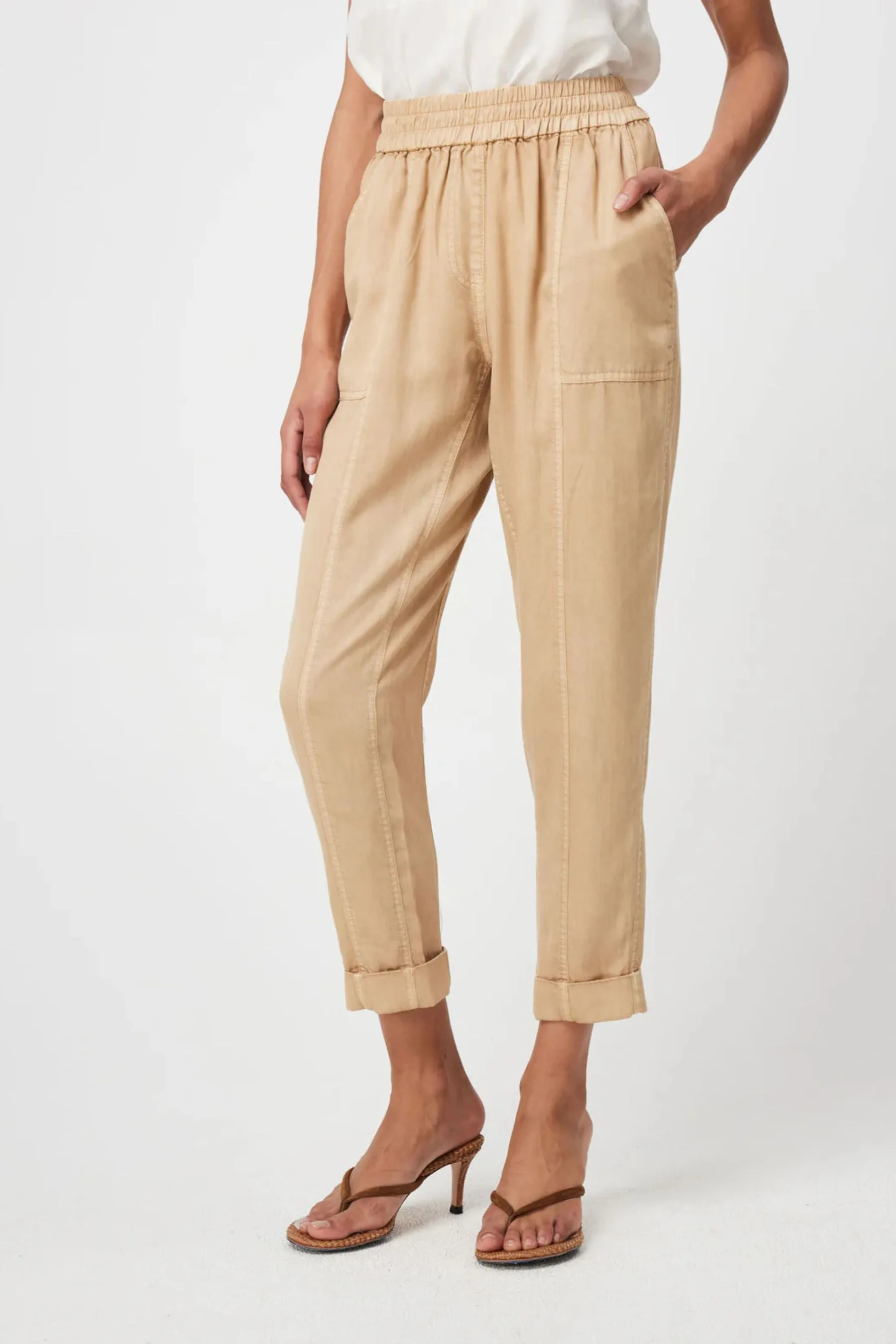 Tierra Rolled Cuff Twill Jogger | Sand