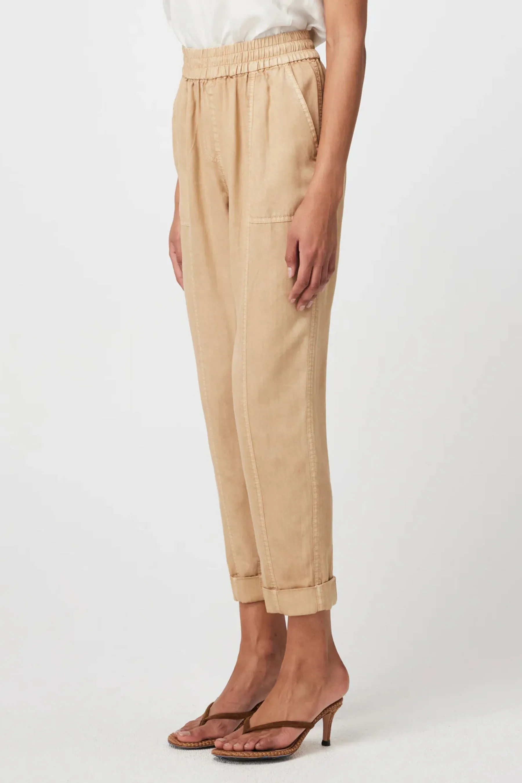 Tierra Rolled Cuff Twill Jogger | Sand