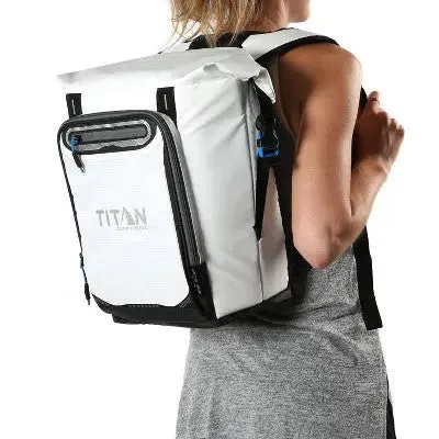 Titan by Arctic Zone 13QT/20-Can Cooler Backpack Soft Sided Leak-Proof, White