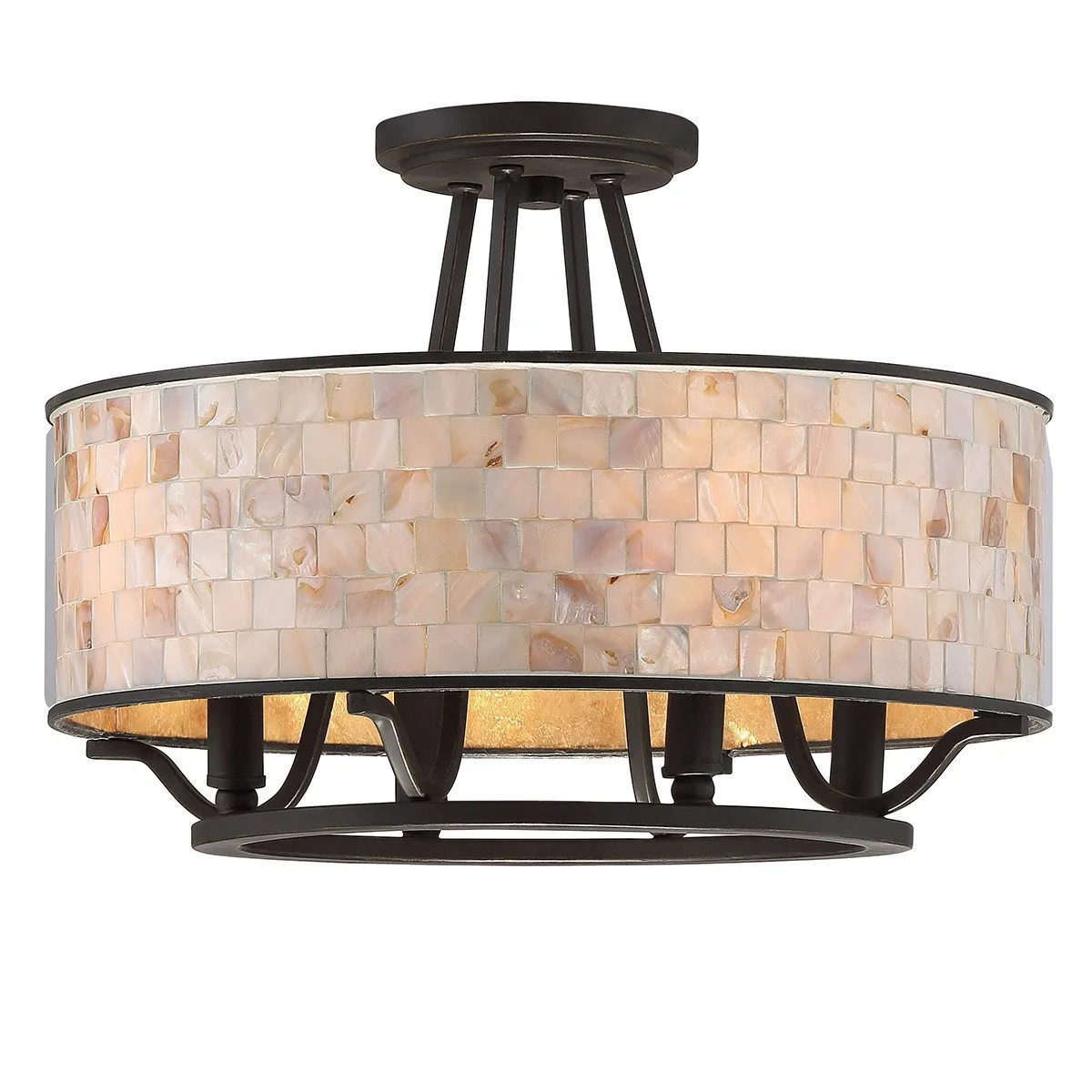 UQL2050 Mediterranean Semi-Flush Ceiling Light, 11.5"H x 15.75"W, Bronze Finish, Chicago Collection