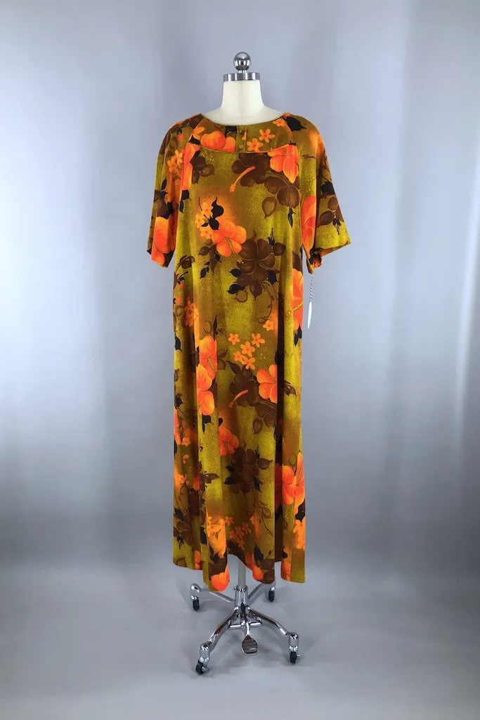 Vintage 60s Hawaiian Maxi Dress