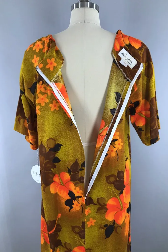 Vintage 60s Hawaiian Maxi Dress