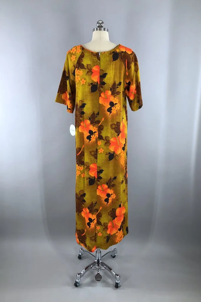 Vintage 60s Hawaiian Maxi Dress