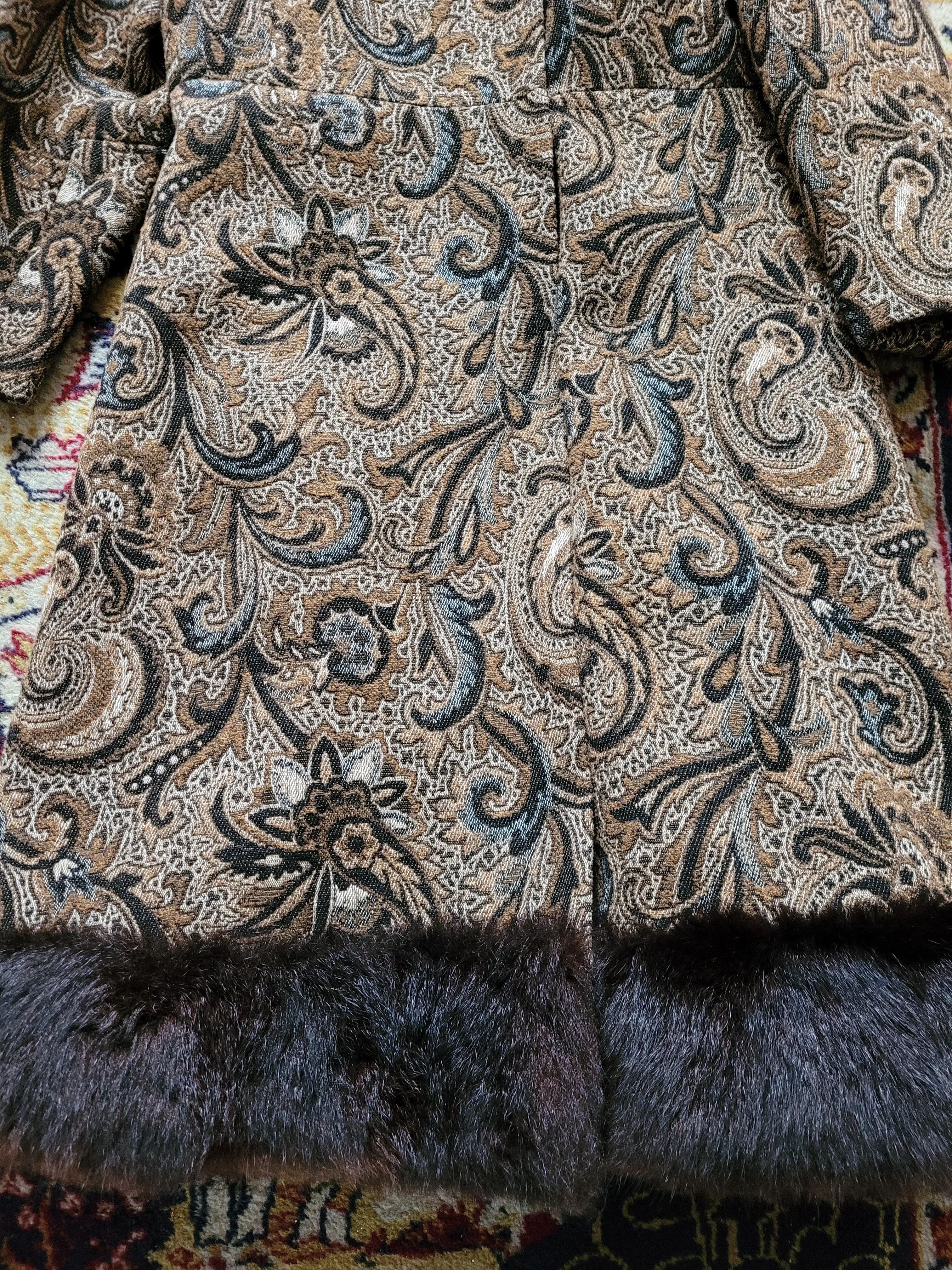 Vintage Brown Paisley Rabbit Coat