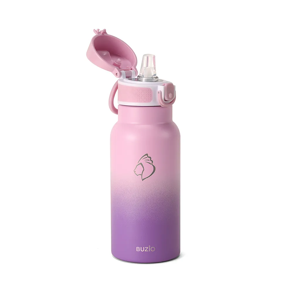 Water Bottle with Push Button Silicone Straw Lid | 12oz - 32oz