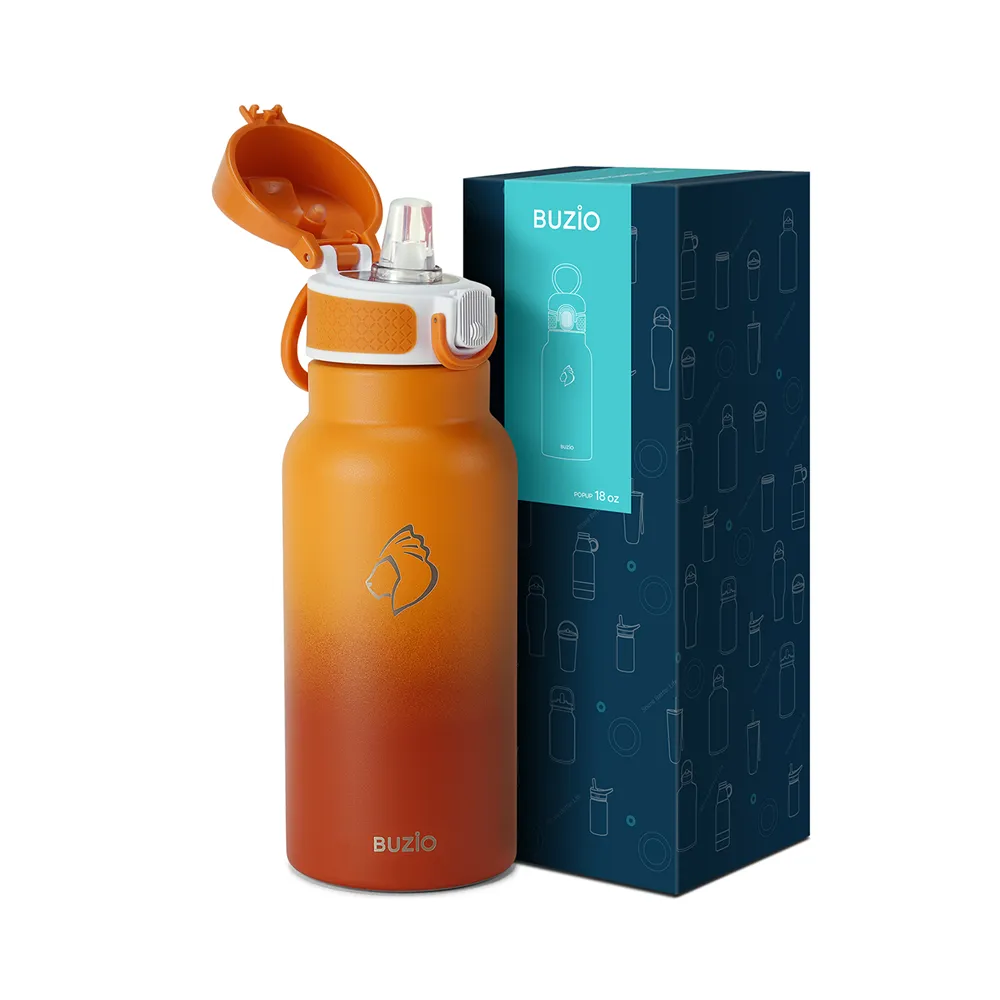 Water Bottle with Push Button Silicone Straw Lid | 12oz - 32oz