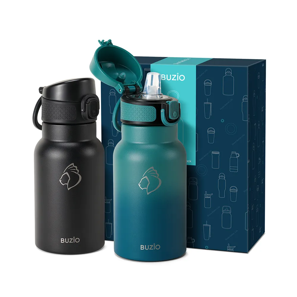 Water Bottle with Push Button Silicone Straw Lid | 12oz - 32oz