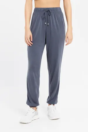 Women Blue Plain Joggers